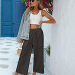 Nadorine Cotton Linen Pants Wide Leg Long Palazzo Pants