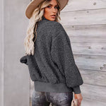 Fuzzy Fleece Jackets Oversized Open Front Coat Zipper Outwear(TTShop02) - Nadorine (Us Only)