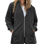 Women Zip Up Hoodies Fleece Lined Tunic Sweatshirt Long Casual Hoodie Jacket with Pockets - Nadorine (Us Only)