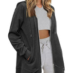 Women Zip Up Hoodies Fleece Lined Tunic Sweatshirt Long Casual Hoodie Jacket with Pockets - Nadorine (Us Only)