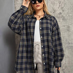 Long/Roll Up Sleeve Cotton Plaid Shirts - Nadorine (Us Only)