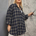Long/Roll Up Sleeve Cotton Plaid Shirts - Nadorine (Us Only)