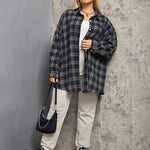 Long/Roll Up Sleeve Cotton Plaid Shirts - Nadorine (Us Only)