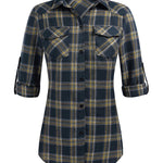 Long/Roll Up Sleeve Cotton Plaid Shirts - Nadorine (Us Only)