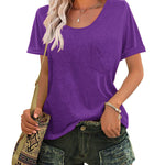 Nadorine Women's Chest Pocket T Shirt Blouses Tops