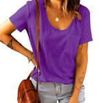 Nadorine Women's Chest Pocket T Shirt Blouses Tops