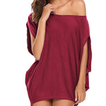 Women's Off Shoulder Blouse Loose Summer T Shirts Batwing Sleeve Tops S-XXL - Nadorine (Us Only)