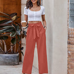 Women Long Lounge Pants with Pockets High Waisted Wide Leg Business Work Trousers Pant - Nadorine (Us Only)