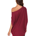 Women's Off Shoulder Blouse Loose Summer T Shirts Batwing Sleeve Tops S-XXL - Nadorine (Us Only)