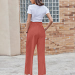 Women Long Lounge Pants with Pockets High Waisted Wide Leg Business Work Trousers Pant - Nadorine (Us Only)