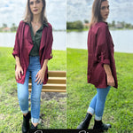 Womens Oversized Blazer Jackets Satin Roll Sleeve Open Front Casual Work Cardigan Jacket with Pockets - Nadorine (Us Only)