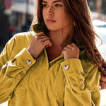 Nadorine Women's Corduroy Tops for Women Lapel V Neck Shirts Long Sleeve Blouses Casual Sweatsuit with Pockets