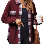 Zeagoo Womens Corduroy Flannel Shacket Jacket Casual Plaid Shirts