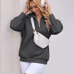 Nadorine Women Sweatshirts Quarter Zip Stand Collar Pullovers Fleece Workout Hoodies Y2K Clothes