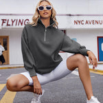 Nadorine Women Sweatshirts Quarter Zip Stand Collar Pullovers Fleece Workout Hoodies Y2K Clothes