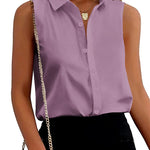 Sleeveless Button Down Tank Tops - Nadorine (Us Only)