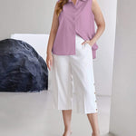 Sleeveless Button Down Tank Tops - Nadorine (Us Only)