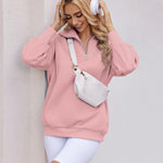 Nadorine Women Sweatshirts Quarter Zip Stand Collar Pullovers Fleece Workout Hoodies Y2K Clothes