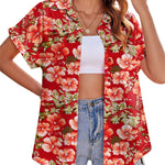 Nadorine Casual Short Sleeve Floral Print Blouse