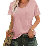 Nadorine Women's Chest Pocket T Shirt Blouses Tops