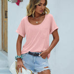 Nadorine Women's Chest Pocket T Shirt Blouses Tops