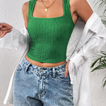 Nadorine Sleeveless Crop Top Square Neck Tank Top