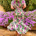 Elegant V-neck Fantasy Painted Floral Print Party Maxi Dress