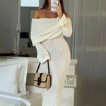 Charlotte Hayes | Off-Shoulder Bouclé Maxi Dress For Women
