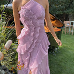 Grace Holloway | Pleated Ruffle Halter Maxi Dress For Women
