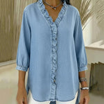 Lucía | V-neck denim blouse