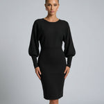 Charlotte Fielding | Balloon Sleeve Knit Midi Dress For Women