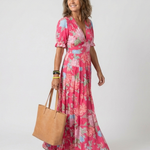 Ione | Sleeveless Floral Midi Dress with V-Neck