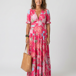 Ione | Sleeveless Floral Midi Dress with V-Neck