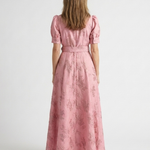 Xanthea | Short Sleeve Belted Floral Textured Maxi Shirt Dress