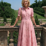 Xanthea | Short Sleeve Belted Floral Textured Maxi Shirt Dress