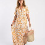 Zuleika | Short Sleeve V Neck Floral Midi Dress