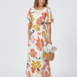 Elowen | Round Neck Short Sleeve Tiered Maxi Dress