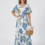Elowen | Round Neck Short Sleeve Tiered Maxi Dress