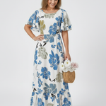 Elowen | Round Neck Short Sleeve Tiered Maxi Dress
