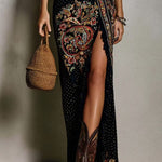 Amy | Bohemian-Style Printed Dress with Deep V-Neck and High Slit