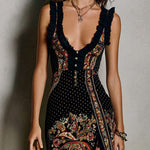 Amy | Bohemian-Style Printed Dress with Deep V-Neck and High Slit