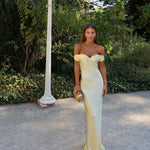 Charlotte Reid | Satin Off-Shoulder Maxi Dress For Women