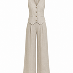 Emma Sheridan | Linen Vest & Wide-Leg Pants Set For Women