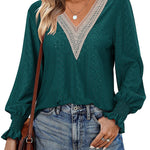 Nadorine Casual Lace V Neck T-Shirts