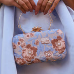 Freesia Embroidered Hard Case Clutch