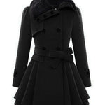 Faux Fur Lapel Double-Breasted Thick Wool Coat - Nadorine (Us Only)