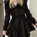 Faux Fur Lapel Double-Breasted Thick Wool Coat - Nadorine (Us Only)