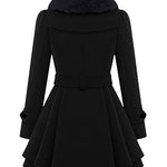 Faux Fur Lapel Double-Breasted Thick Wool Coat - Nadorine (Us Only)