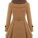 Faux Fur Lapel Double-Breasted Thick Wool Coat - Nadorine (Us Only)