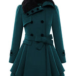 Faux Fur Lapel Double-Breasted Thick Wool Coat - Nadorine (Us Only)